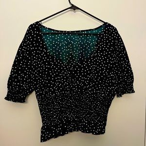 Dressy Crop Polka Dot Shirt